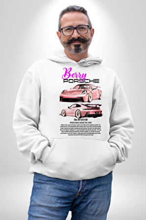 Porsche 911 GT3 Kadın Erkek  Beyaz Kapüşonlu Sweatshirt Hoodie
