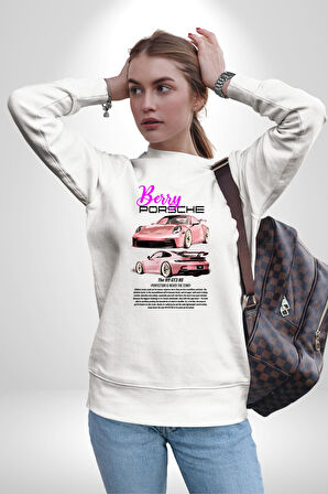 Porsche 911 GT3 Kadın Erkek Beyaz Sweatshirt 