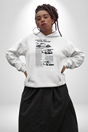 Porsche 911 GT3 RS  Kadın Erkek  Beyaz Kapüşonlu Sweatshirt Hoodie