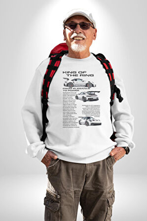 Porsche 911 GT3 RS  Kadın Erkek Beyaz Sweatshirt 