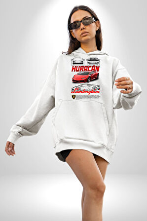 Ferrari Enzo Kadın Erkek  Beyaz Kapüşonlu Sweatshirt Hoodie