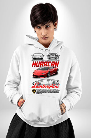Ferrari Enzo Kadın Erkek  Beyaz Kapüşonlu Sweatshirt Hoodie