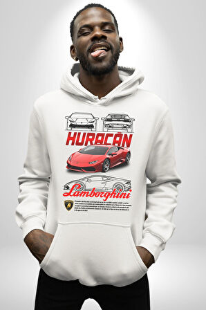 Ferrari Enzo Kadın Erkek  Beyaz Kapüşonlu Sweatshirt Hoodie