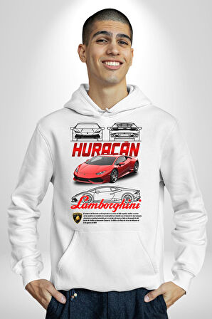 Ferrari Enzo Kadın Erkek  Beyaz Kapüşonlu Sweatshirt Hoodie
