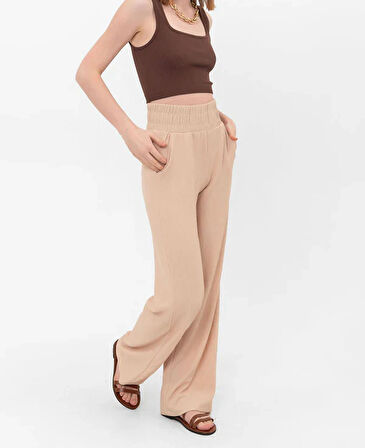  Censey Kadın Normal Bel Bol Paça Palazzo Pantolon - Yazlık Rahat Kumaş - Şık Günlük Kombin
