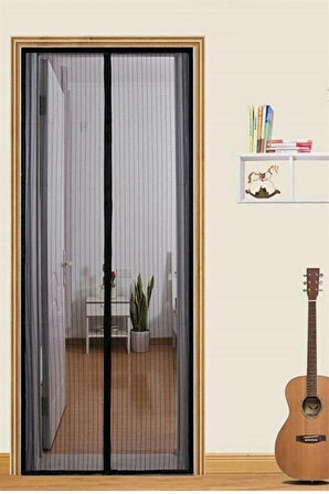 BUFFER® Pratik Manyetik Mıknatıslı Siyah Kapı Sinekliği Tülü 90 X 210 Cm