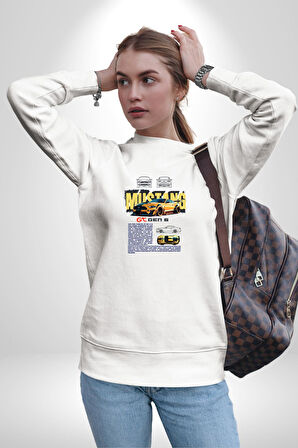 Ford Mustang GT Kadın Erkek Beyaz Sweatshirt 