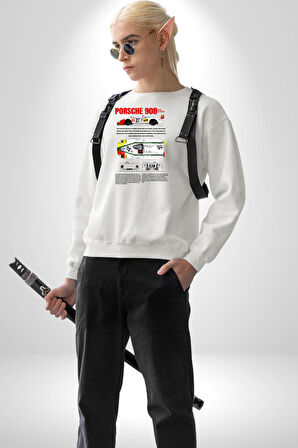Porsche 908 Kadın Erkek Beyaz Sweatshirt 