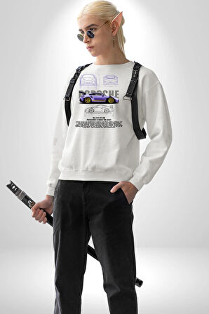 Porsche 911 GT3 Kadın Erkek Beyaz Sweatshirt 