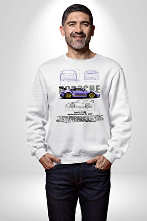 Porsche 911 GT3 Kadın Erkek Beyaz Sweatshirt 