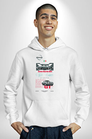 Aston Martin DB4 GT Zagato Kadın Erkek  Beyaz Kapüşonlu Sweatshirt Hoodie