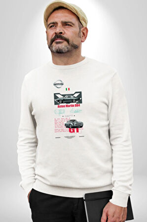 Aston Martin DB4 Kadın Erkek Beyaz Sweatshirt 