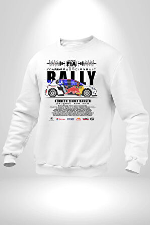 FIA World Champion Ship Peugeot 208 WR Kadın Erkek Beyaz Sweatshirt 