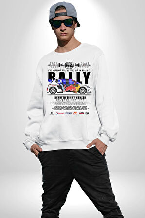 FIA World Champion Ship Peugeot 208 WR Kadın Erkek Beyaz Sweatshirt 