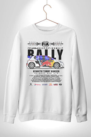 FIA World Champion Ship Peugeot 208 WR Kadın Erkek Beyaz Sweatshirt 