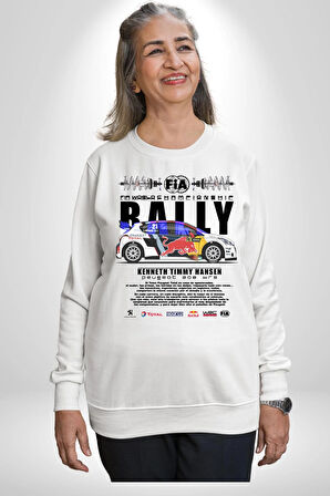 FIA World Champion Ship Peugeot 208 WR Kadın Erkek Beyaz Sweatshirt 
