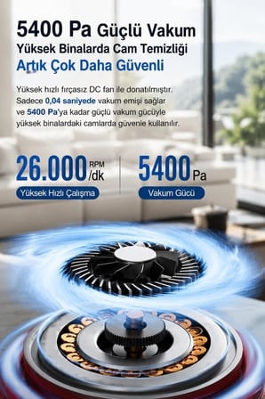 Özel Üretim Çift Döner Başlıklı Akıllı Cam Temizleme Robotu DDC55 Beyaz Yüzey