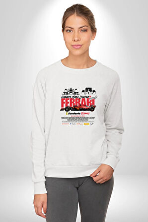 Ferrari SF-23 Kadın Erkek Beyaz Sweatshirt 