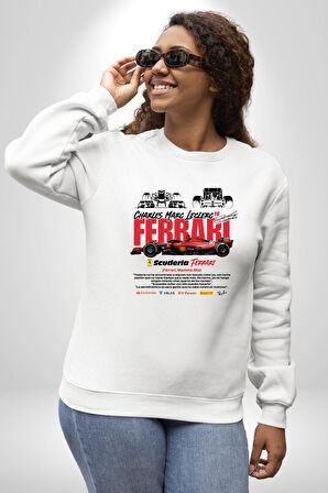 Ferrari SF-23 Kadın Erkek Beyaz Sweatshirt 
