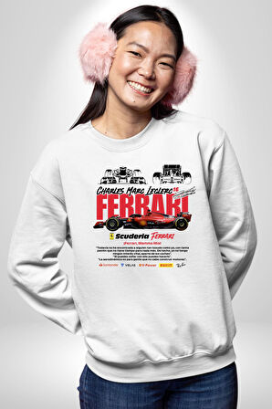 Ferrari SF-23 Kadın Erkek Beyaz Sweatshirt 