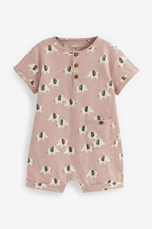 % 100 Pamuklu Monochrome Elephant Romper Set 3’lü