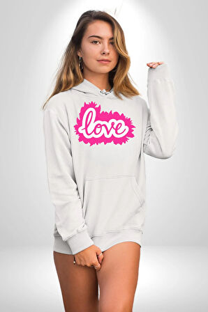 Pembe Panter Animasyon Kadın Erkek  Beyaz Kapüşonlu Sweatshirt Hoodie