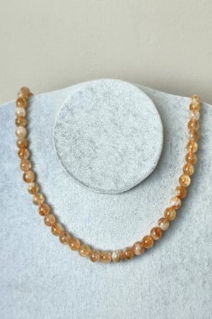 SERTİFİKALI 8 MM KARLI SİTRİN DOĞALTAŞ KOLYE