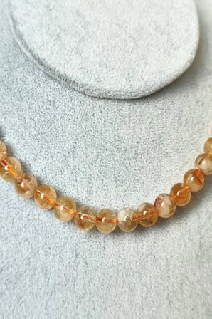 SERTİFİKALI 8 MM KARLI SİTRİN DOĞALTAŞ KOLYE