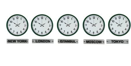 Yeşil Tabelalı 36 Cm 5 li Dünya Saatleri iegxx