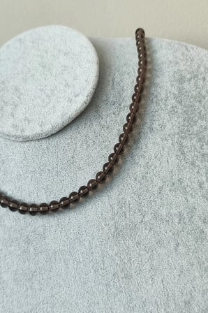 SERTİFİKALI 6 MM DUMANLI KUVARS DOĞALTAŞ KOLYE