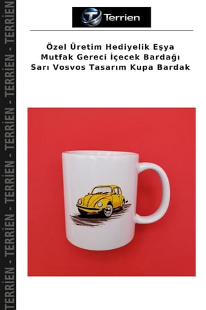 Özel Üretim Hediyelik Eşya Mutfak Gereci İçecek Bardağı Sarı Vosvos Tasarım Kupa Bardak