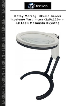 Detay Merceği Okuma Gereci İnceleme Yardımcısı -2x5x120mm 10 Ledli Masaüstü Büyüteç