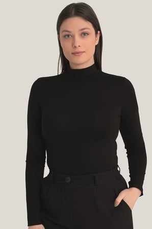 Özel Üretim Kadın Siyah Balıkçı Yaka Uzun Kollu Body 3 Adet Giyinmek Giyim