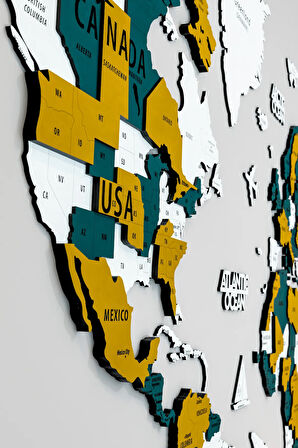 3d Ahşap İngilizce Dünya Haritası - 100x50 cm