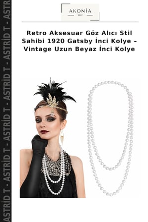 Retro Aksesuar Göz Alıcı Stil Sahibi 1920 Gatsby İnci Kolye – Vintage Uzun Beyaz İnci Kolye