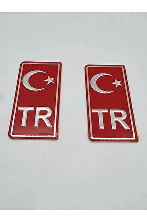 Türkiye Tr Plaka Krom Sticker 2'li - Türkiye Plaka Krom Stıcker - Türkiye Plakalık Krom Tr