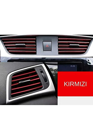 Araç - Oto Klima Izgarasına Geçmeli Klima Süsü Havalandırmaya Geçme Çıta Kırmızı