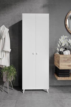 KZNMOB HOME 2 Kapaklı 5 Bölmeli Geniş Çok Amaçlı Banyo Dolabı - Tamamı 1. Kalite MDF