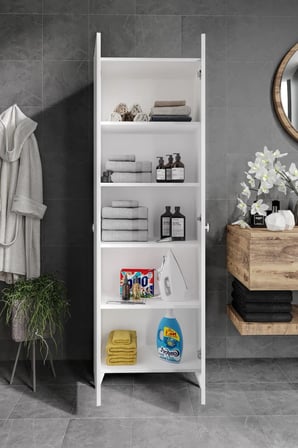 KZNMOB HOME 2 Kapaklı 5 Bölmeli Geniş Çok Amaçlı Banyo Dolabı - Tamamı 1. Kalite MDF