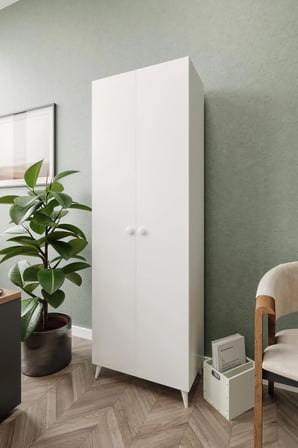 KZNMOB HOME 2 Kapaklı 5 Bölmeli Geniş Dosya, Klasör Evrak, Ofis Dolabı Beyaz - Tamamı 1. Kalite MDF