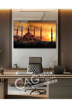 Sultan Ahmet Camii İstanbul Cam Tablo Modern Ev Ofis Salon Duvar Oda Dekoru Hediyelik