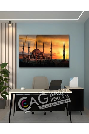 Sultan Ahmet Camii İstanbul Cam Tablo Modern Ev Ofis Salon Duvar Oda Dekoru Hediyelik