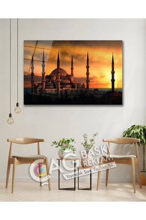 Sultan Ahmet Camii İstanbul Cam Tablo Modern Ev Ofis Salon Duvar Oda Dekoru Hediyelik