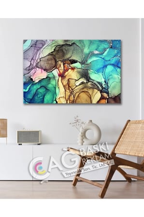 Soyut Renkli Göz Alıcı Estetik Şık Cam Tablo Modern Ev Ofis Salon Oda Duvar Dekoru Hediyelik