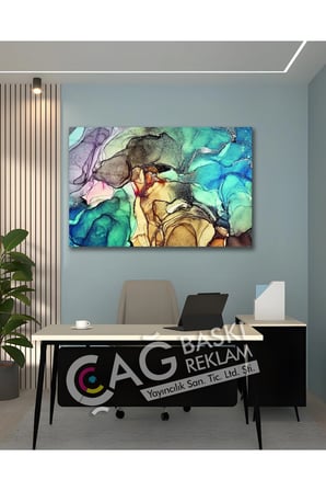 Soyut Renkli Göz Alıcı Estetik Şık Cam Tablo Modern Ev Ofis Salon Oda Duvar Dekoru Hediyelik