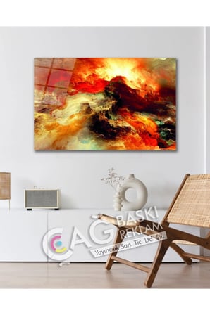 Soyut Renkli Göz Alıcı Estetik Şık Cam Tablo Modern Ev Ofis Salon Oda Duvar Dekoru Hediyelik