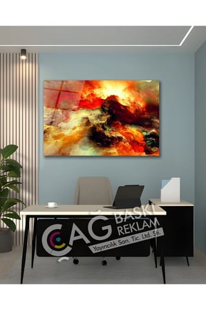 Soyut Renkli Göz Alıcı Estetik Şık Cam Tablo Modern Ev Ofis Salon Oda Duvar Dekoru Hediyelik