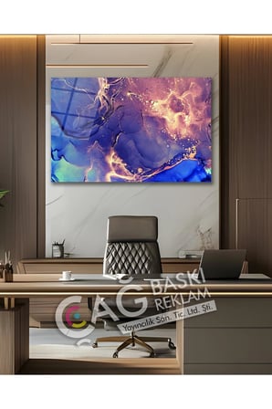 Soyut Renkli Göz Alıcı Estetik Şık Cam Tablo Modern Ev Ofis Salon Oda Duvar Dekoru Hediyelik