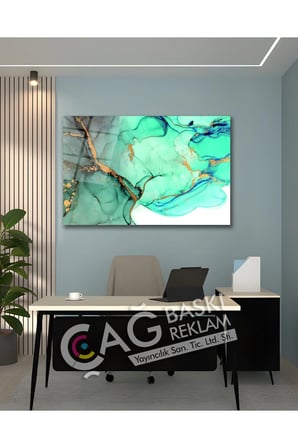 Soyut Renkli Göz Alıcı Estetik Şık Cam Tablo Modern Ev Ofis Salon Oda Duvar Dekoru Hediyelik