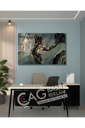 Soyut Renkli Göz Alıcı Estetik Şık Cam Tablo Modern Ev Ofis Salon Oda Duvar Dekoru Hediyelik